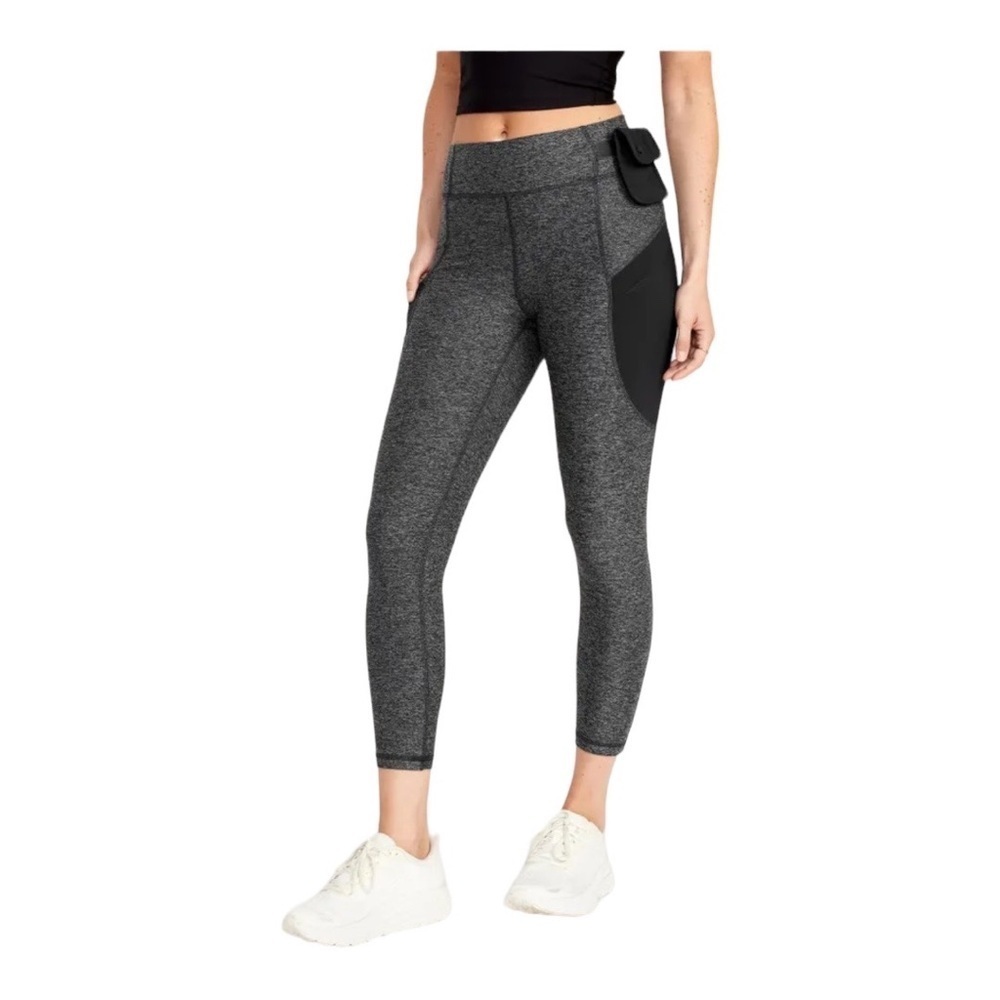 Old Navy Leggings Womens Gray‎ New Active High Waisted Pocket Pouch 7/8 Length